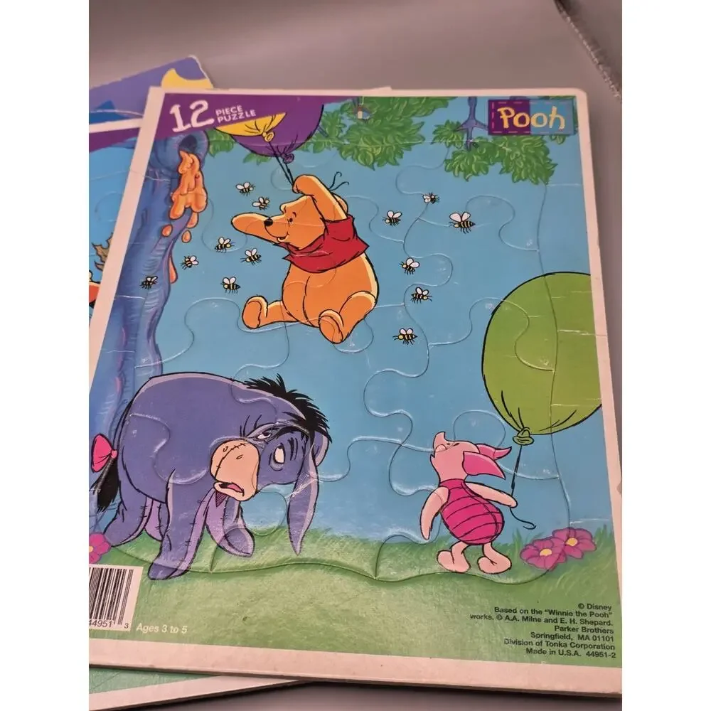 Vintage Disney Winnie the Pooh Frame Tray Puzzles Lot of 3 Parker Brothers 12pc